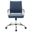 LeisureMod Benmar Modern Leatherette Executive Swivel Office Chair In Navy Blue