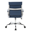 LeisureMod Benmar Modern Leatherette Executive Swivel Office Chair In Navy Blue