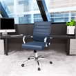 LeisureMod Benmar Modern Leatherette Executive Swivel Office Chair In Navy Blue