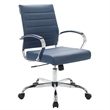 LeisureMod Benmar Modern Leatherette Executive Swivel Office Chair In Navy Blue