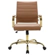 LeisureMod Benmar Modern Adjustable Leather Office Chair In Light Brown