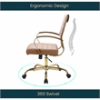 LeisureMod Benmar Modern Adjustable Leather Office Chair In Light Brown