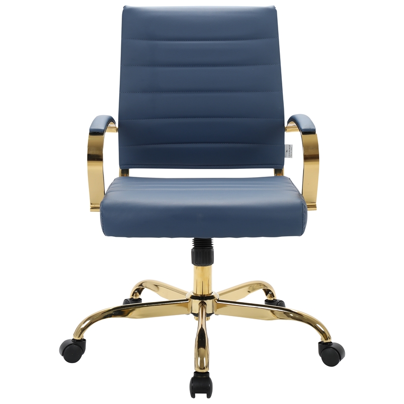 LeisureMod Benmar Modern Adjustable Leather Office Chair In Navy Blue