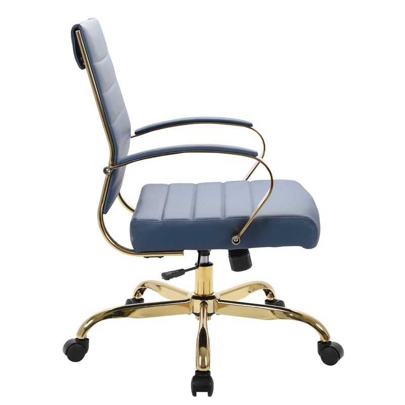 LeisureMod Benmar Modern Adjustable Leather Office Chair In Navy Blue