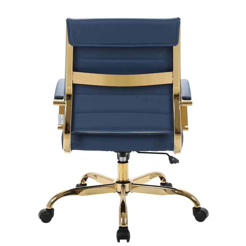 LeisureMod Benmar Modern Adjustable Leather Office Chair In Navy Blue