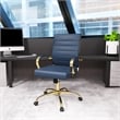 LeisureMod Benmar Modern Adjustable Leather Office Chair In Navy Blue