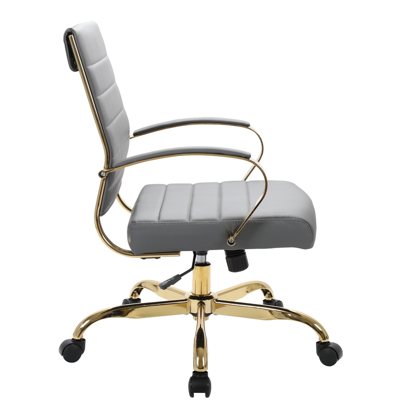 LeisureMod Benmar Modern Adjustable Leather Office Chair In Gray