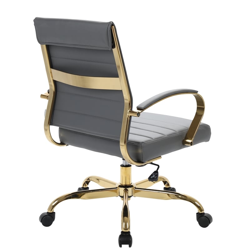 LeisureMod Benmar Modern Adjustable Leather Office Chair In Gray