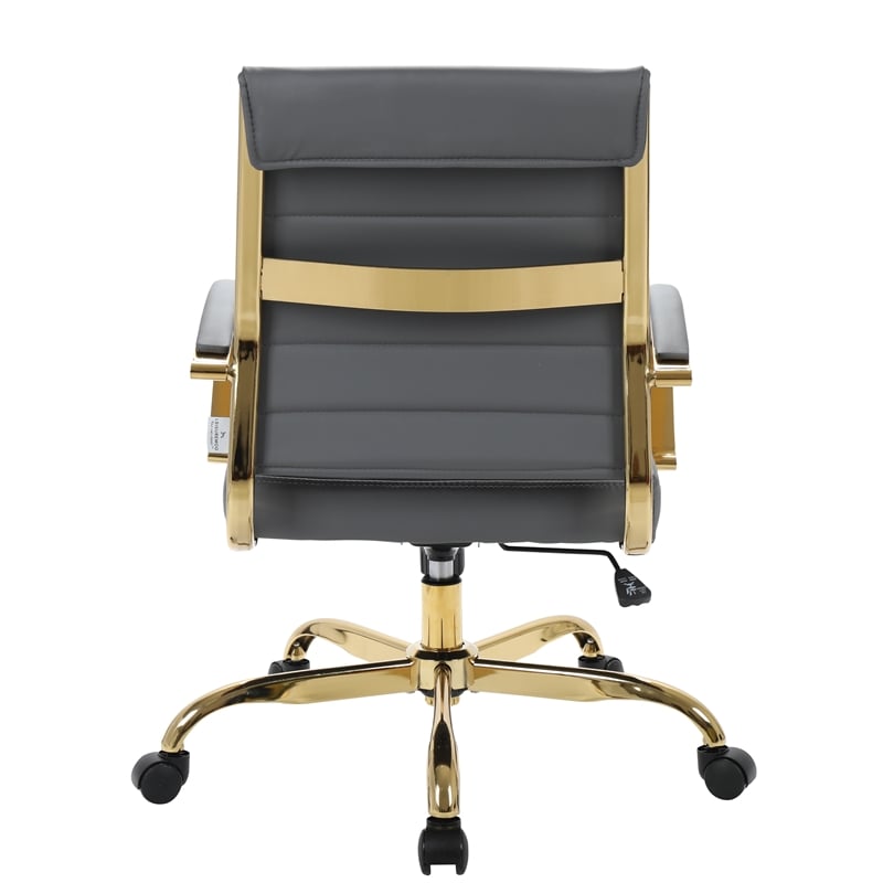 LeisureMod Benmar Modern Adjustable Leather Office Chair In Gray