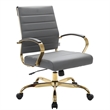 LeisureMod Benmar Modern Adjustable Leather Office Chair In Gray