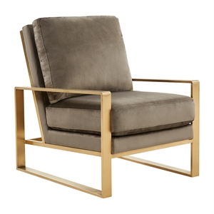 leisuremod jefferson modern velvet accent chair w/gold frame in dark grey