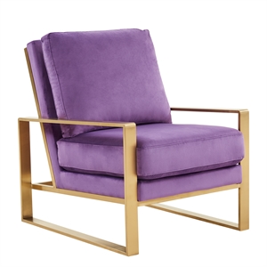 leisuremod jefferson modern velvet accent chair w/gold frame in purple