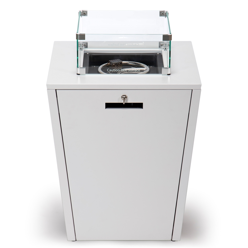 LeisureMod Chelsea Gas Fire Pit Table 37000 BTU With Lid in White