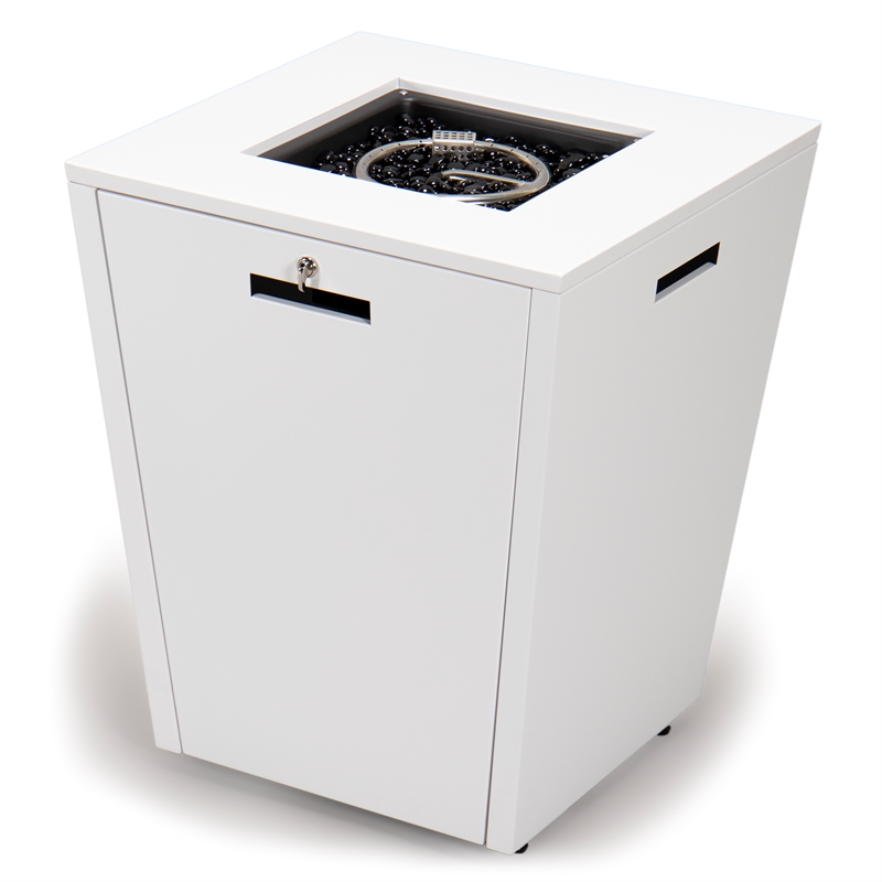 LeisureMod Chelsea Gas Fire Pit Table 37000 BTU With Lid in White