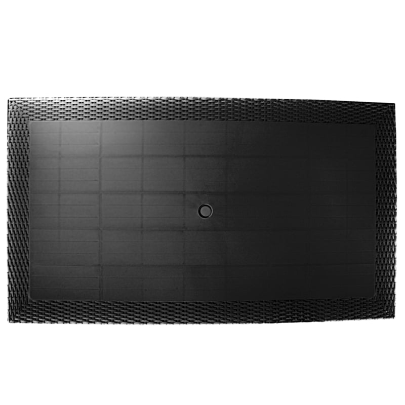 LeisureMod Mace Modern Weave Design Outdoor Patio Rectangle Black Dining Table