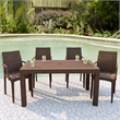 LeisureMod Mace Modern Weave Design Outdoor Patio Rectangle Brown Dining Table