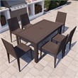 LeisureMod Mace Modern Weave Design Outdoor Patio Rectangle Brown Dining Table