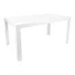 LeisureMod Mace Modern Weave Design Outdoor Patio Rectangle White Dining Table
