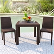 LeisureMod Mace Modern Weave Design Outdoor Patio Square Brown Dining Table
