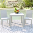 LeisureMod Mace Modern Weave Design Outdoor Patio Square White Dining Table