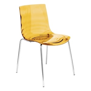 LeisureMod Astor Rain Drop Design Dining Chair in Transparent Orange