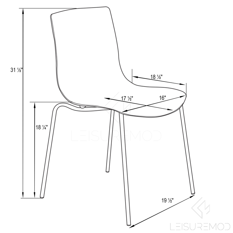 LeisureMod Astor Rain Drop Design Dining Chair In Transparent Orange Set of 2