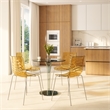 LeisureMod Astor Rain Drop Design Dining Chair In Transparent Orange Set of 2