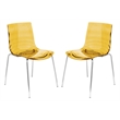 LeisureMod Astor Rain Drop Design Dining Chair In Transparent Orange Set of 2