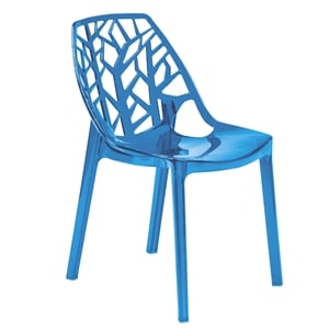 LeisureMod Cornelia Modern Plastic Dining Side Chair in Blue