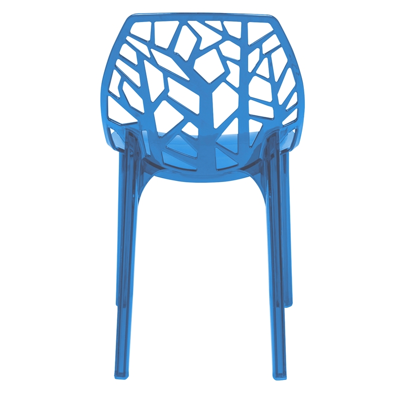 LeisureMod Cornelia Modern Plastic Dining Side Chair in Blue (Set of 2)
