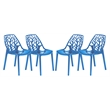 LeisureMod Cornelia Modern Plastic Dining Side Chair in Blue (Set of 4)
