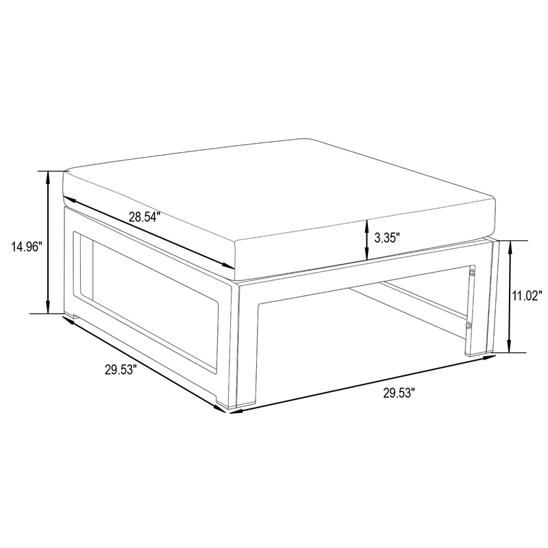 LeisureMod Chelsea Patio Aluminum Ottoman with Red Cushions (Set of 2)