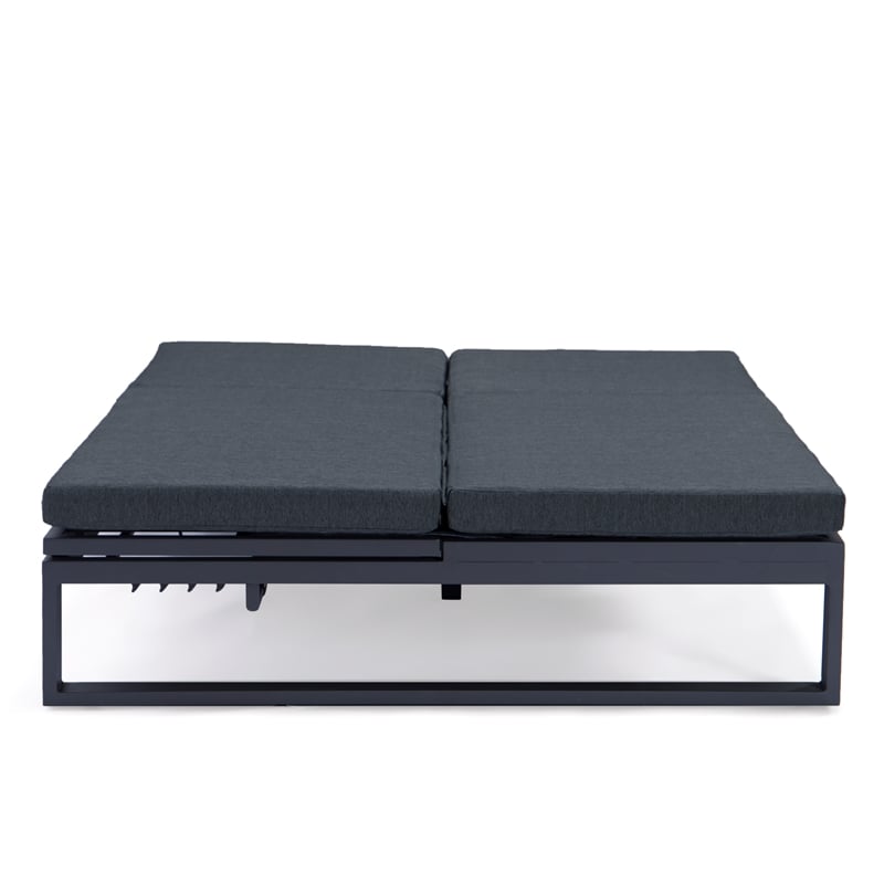 LeisureMod Chelsea Convertible 2 in 1 Sofa and Double Chaise Lounge Chair Black