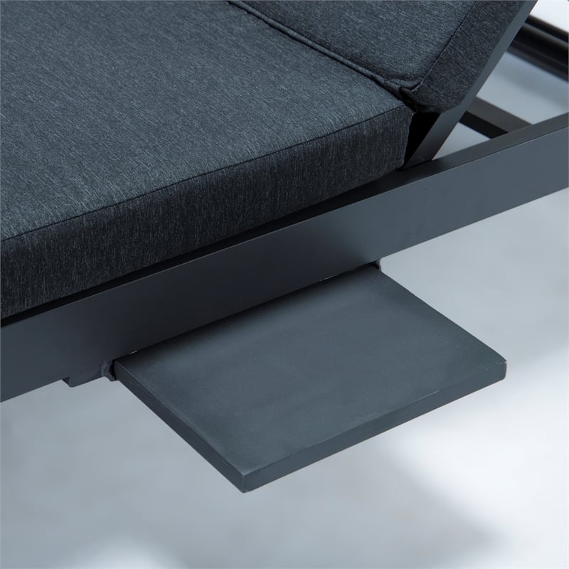 LeisureMod Chelsea Convertible 2 in 1 Sofa and Double Chaise Lounge Chair Black