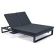 LeisureMod Chelsea Convertible 2 in 1 Sofa and Double Chaise Lounge Chair Black