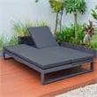 LeisureMod Chelsea Convertible 2 in 1 Sofa and Double Chaise Lounge Chair Black