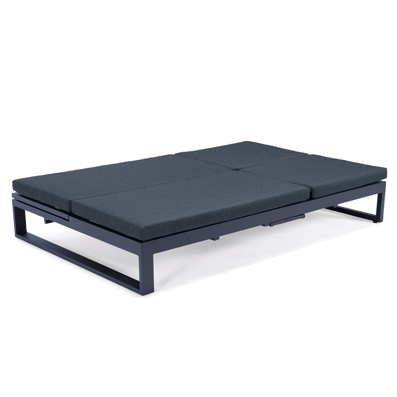 LeisureMod Chelsea Convertible 2 in 1 Sofa and Double Chaise Lounge Chair Black