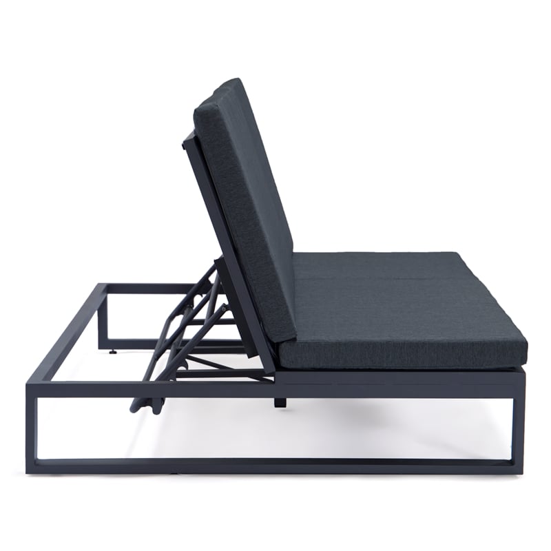 LeisureMod Chelsea Convertible 2 in 1 Sofa and Double Chaise Lounge Chair Black