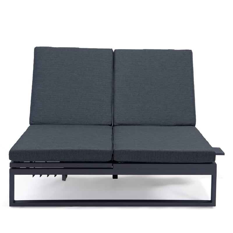 LeisureMod Chelsea Convertible 2 in 1 Sofa and Double Chaise Lounge Chair Black