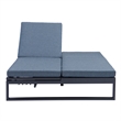 LeisureMod Chelsea Convertible 2 in 1 Sofa and Double Chaise Lounge Chair Blue