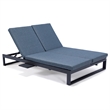 LeisureMod Chelsea Convertible 2 in 1 Sofa and Double Chaise Lounge Chair Blue