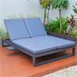 LeisureMod Chelsea Convertible 2 in 1 Sofa and Double Chaise Lounge Chair Blue