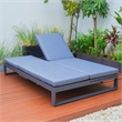 LeisureMod Chelsea Convertible 2 in 1 Sofa and Double Chaise Lounge Chair Blue