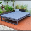 LeisureMod Chelsea Convertible 2 in 1 Sofa and Double Chaise Lounge Chair Blue