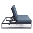 LeisureMod Chelsea Convertible 2 in 1 Sofa and Double Chaise Lounge Chair Blue