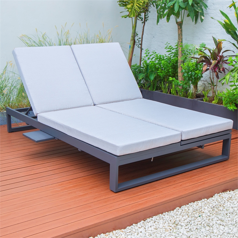 LeisureMod Chelsea Convertible 2 in 1 Sofa and Double Chaise Lounge Light Gray