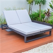 LeisureMod Chelsea Convertible 2 in 1 Sofa and Double Chaise Lounge Light Gray