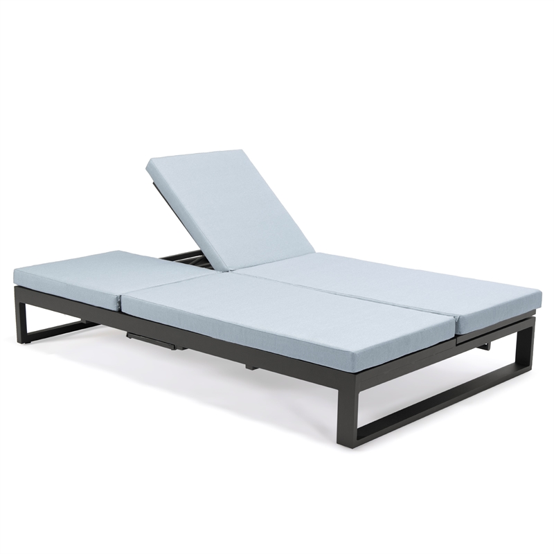 LeisureMod Chelsea Convertible 2 in 1 Sofa and Double Chaise Lounge Light Gray