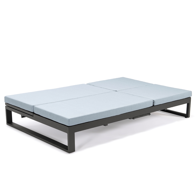 LeisureMod Chelsea Convertible 2 in 1 Sofa and Double Chaise Lounge Light Gray