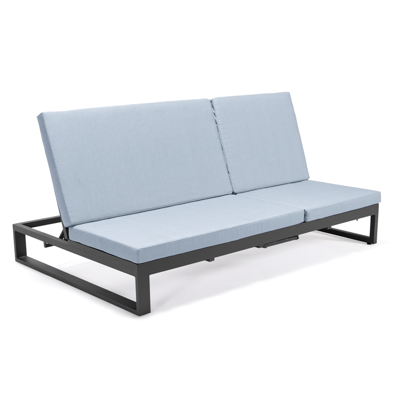 LeisureMod Chelsea Convertible 2 in 1 Sofa and Double Chaise Lounge Light Gray